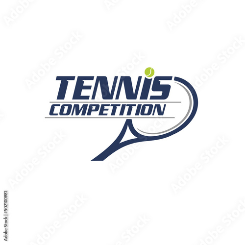 Tennis competition tournament, tennis balls and tennis racket. sports sign. tennis logo. flat style.