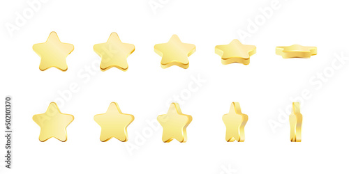 Golden award set. Set of rotating golden stars.