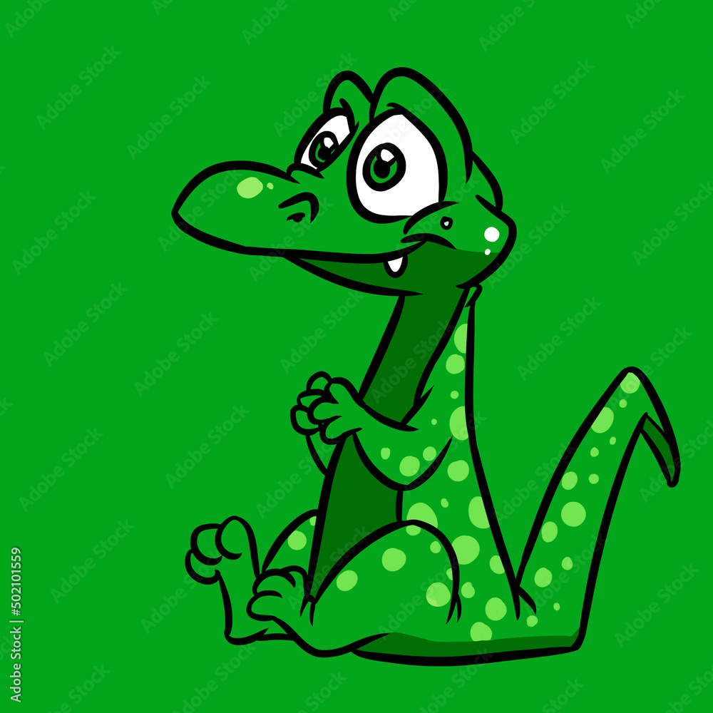 Obraz premium Crocodile cheerful smile green postcard cartoon illustration