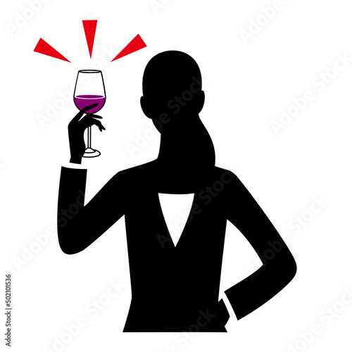 Silhouette of the woman having a wineglass