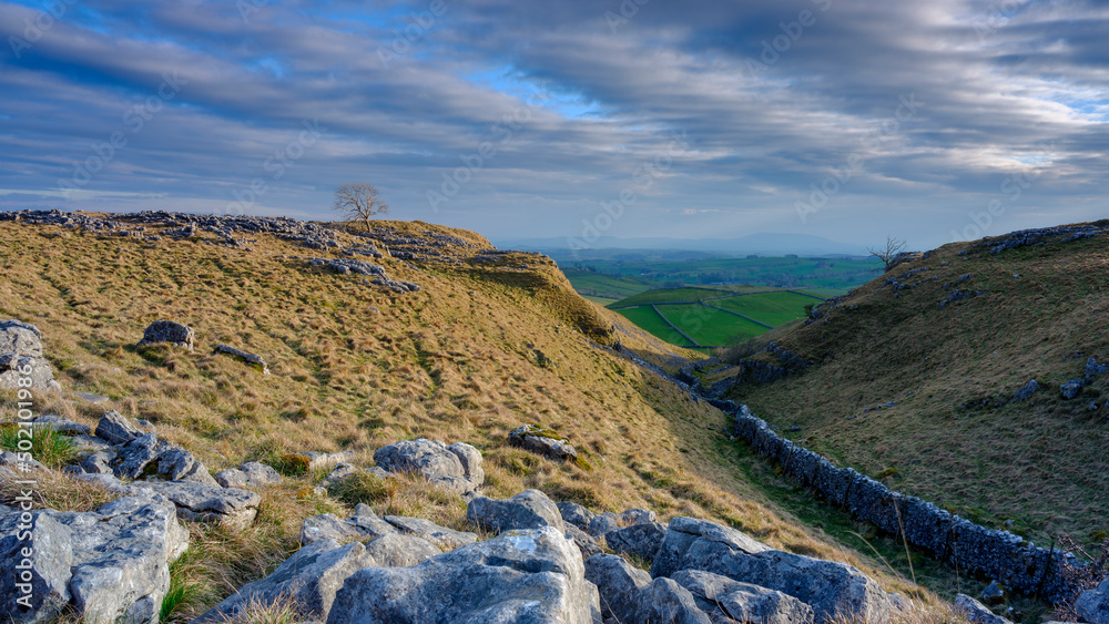 The view from Malham Ling over Gordale Bridge