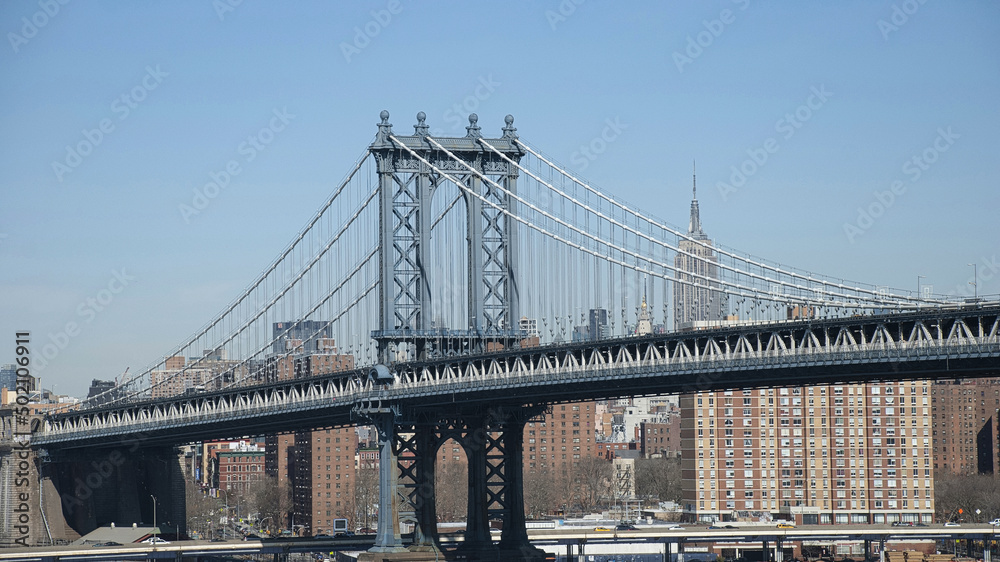 Naklejka premium Manhattan bridge. Downtown panorama