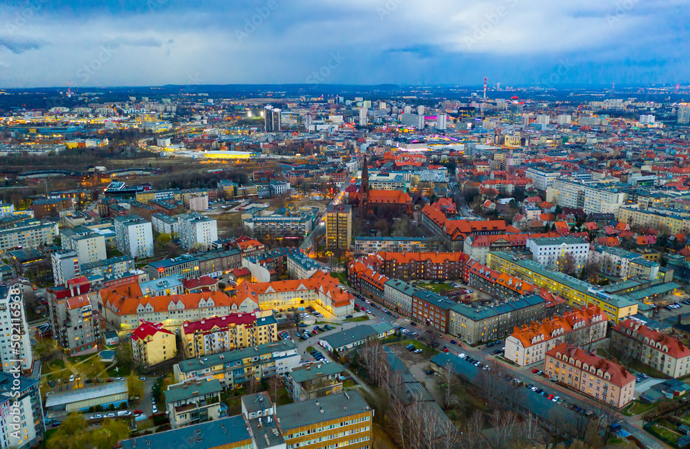 Aerial view on the city Katowice. Poland