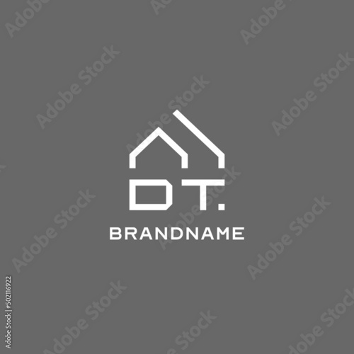 Monogram DT house roof shape, simple modern real estate logo design
