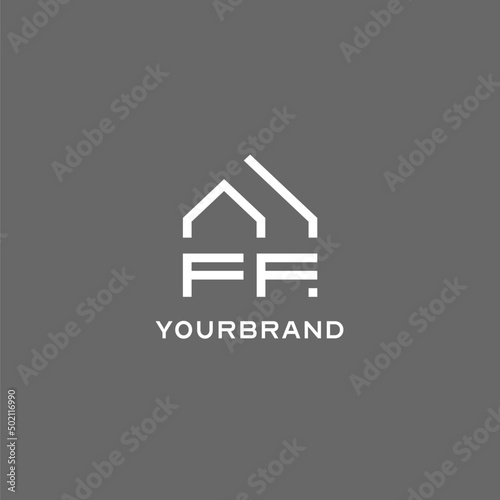 Monogram FF house roof shape, simple modern real estate logo design