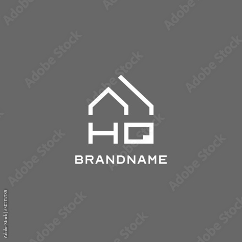 Monogram HQ house roof shape, simple modern real estate logo design
