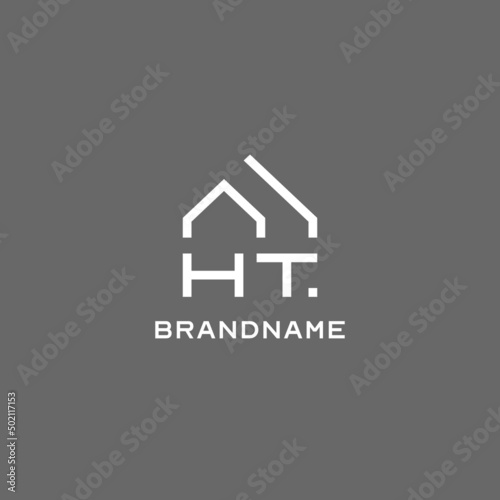 Fotografie, Obraz Monogram HT house roof shape, simple modern real estate logo design