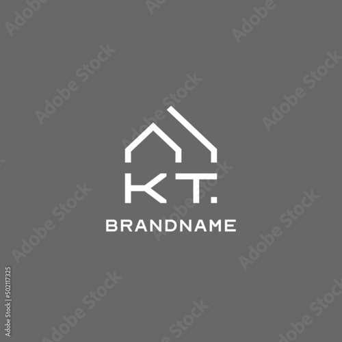 Monogram KT house roof shape, simple modern real estate logo design