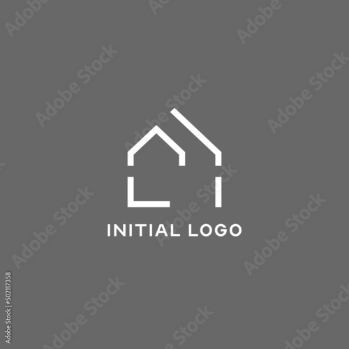 Monogram LI house roof shape, simple modern real estate logo design