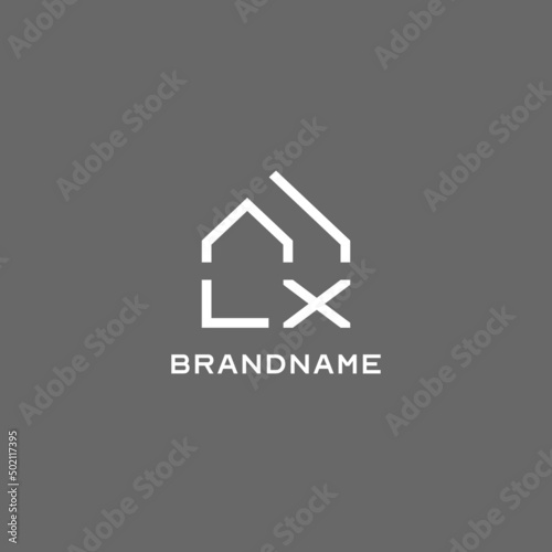 Monogram LX house roof shape, simple modern real estate logo design