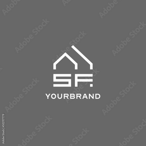 Monogram SF house roof shape, simple modern real estate logo design