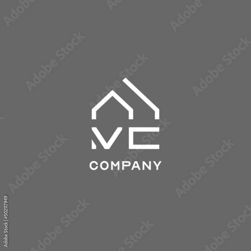 Monogram VC house roof shape, simple modern real estate logo design