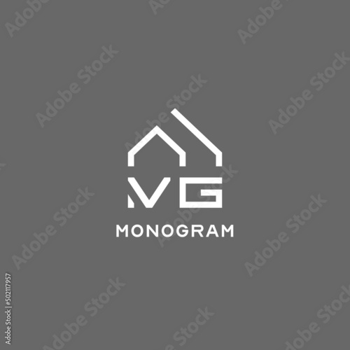 Monogram VG house roof shape, simple modern real estate logo design