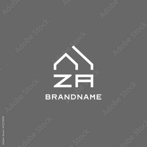 Monogram ZA house roof shape, simple modern real estate logo design photo