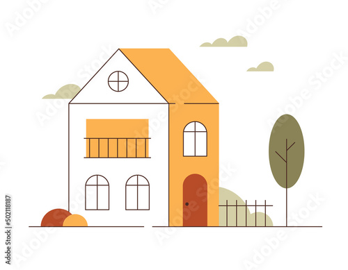 Cute minimalist house illustration. Flat vector design.