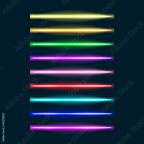 Neon tube light set, vector illustration.
