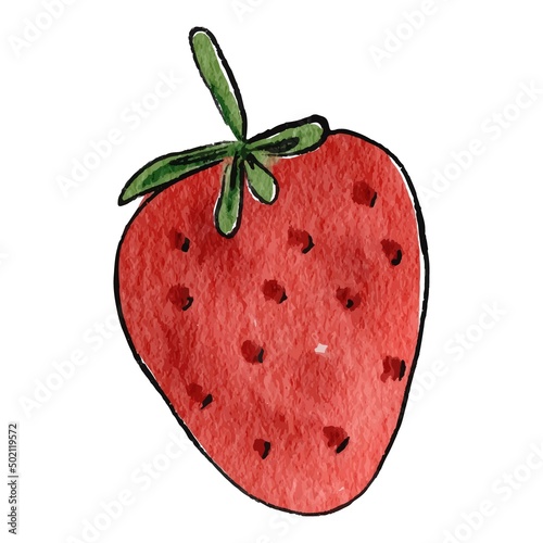 Strawberry hand drawn watercolor on white background. Vector illustration.