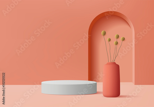 Fototapeta Naklejka Na Ścianę i Meble -  3d; 3d rendering; 3d showcase; abstract; abstract background; advertise; background; blank; clean; concept; cube; cylinder; design; device; display; empty; fashion; pink; geometric; glow; illustration
