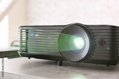 Modern video projector on t...