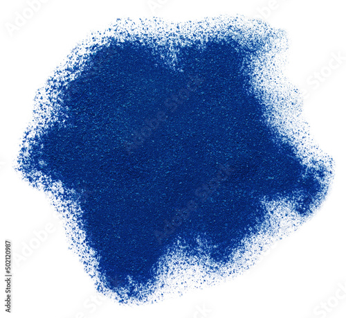 Blue spirulina powder on white background photo