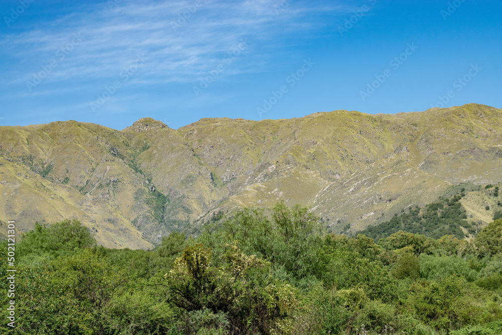 Landscape with mountains.