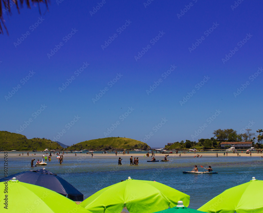 beach with umbrellas resort