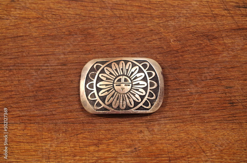 Принти на полотні Navajo sterling silver western belt buckle with sun motif