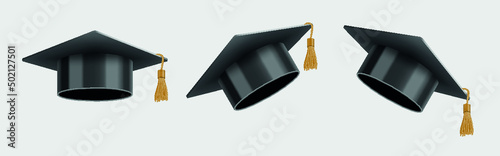 Graduation Caps Set – Academic Mortarboard Icons Isolated on Background