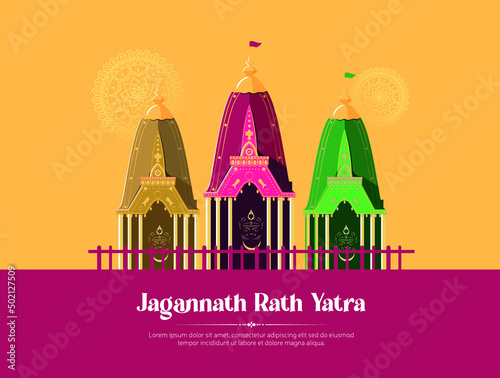 Jagannath Rath Yatra Festival Illustration – Colorful Chariot Flat Design Vector