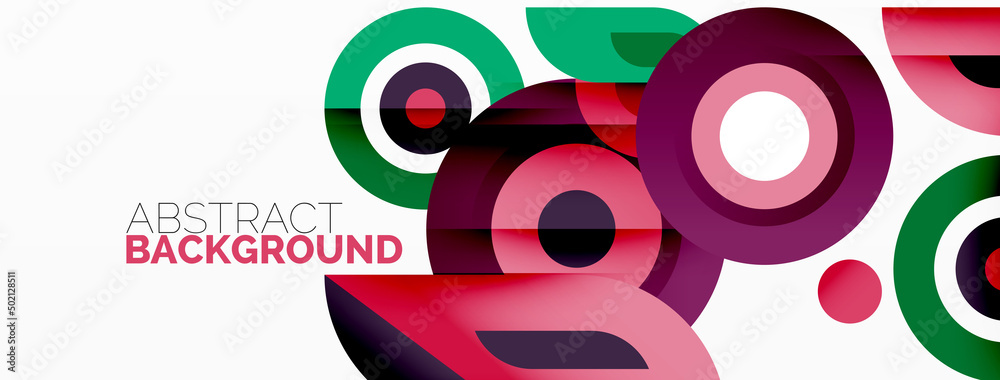 Abstract round shapes background. Minimalist decoration. Geometric background with circles and rings