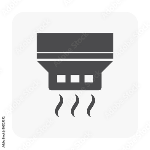 Smoke detector vector icon. Smart sensor of heat, gas, carbon monoxide for control siren, fire alarm system for safety, security, prevention, protection of building i.e. home, house, office, apartment