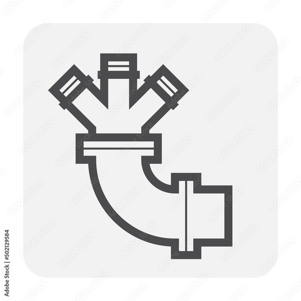 Fire hydrant vector icon consist of main pipe, adapter, plug or fireplug for fire department, firefighter. To deliver supply flow water by hose, open valve at outdoor, street, city. Also flush, clean. - obrazy, fototapety, plakaty 