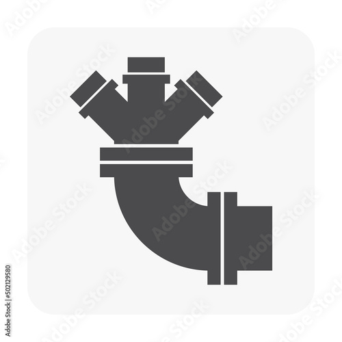 Fire hydrant vector icon consist of main pipe, adapter, plug or fireplug for fire department, firefighter. To deliver supply flow water by hose, open valve at outdoor, street, city. Also flush, clean.