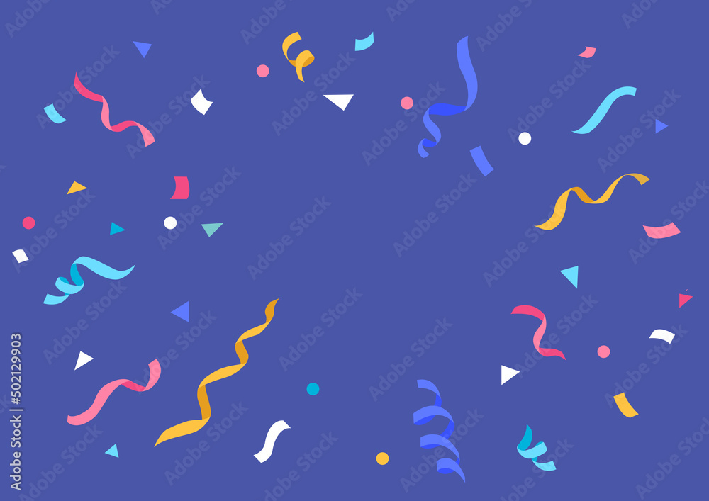 Vector illustration of confetti on blue background. - obrazy, fototapety, plakaty 