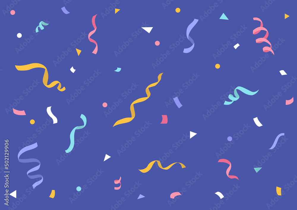 Vector illustration of confetti on blue background. - obrazy, fototapety, plakaty 