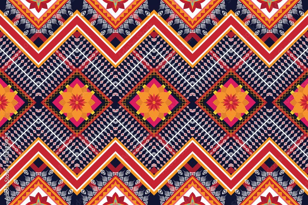 Geometric ethnic flower pattern for background,fabric,wrapping,clothing,wallpaper,batik,carpet,embroidery style
