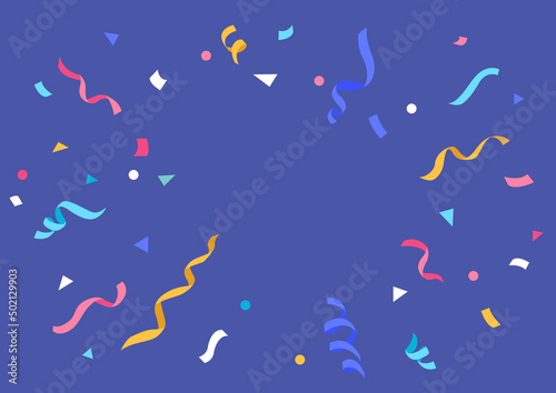 Billede på lærred Vector illustration of confetti on blue background.