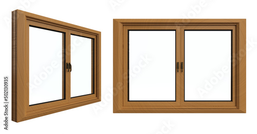 brown upvc window profile frame isolated photo