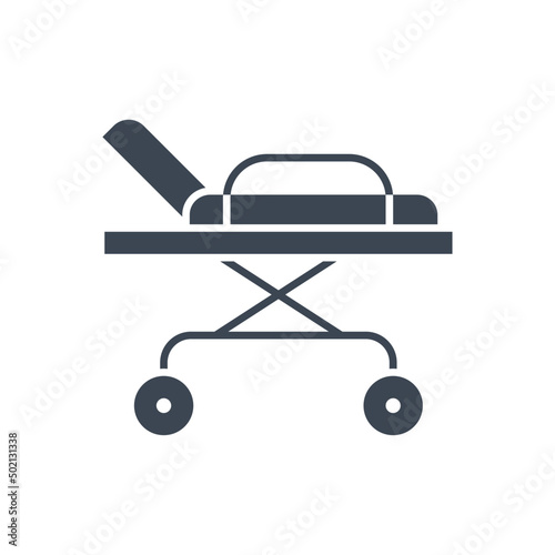 Hospital bed related vector glyph icon