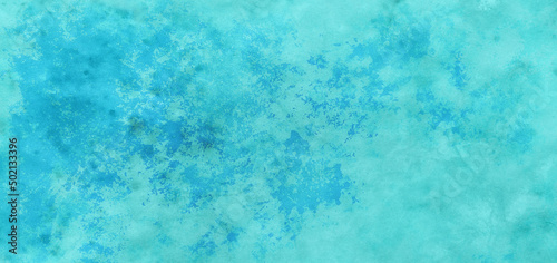 Blue green background texture, old vintage textured turquoise blue paper or wallpaper. Painted elegant blue green colors in marbled stone or rock wall, watercolor paint stains
