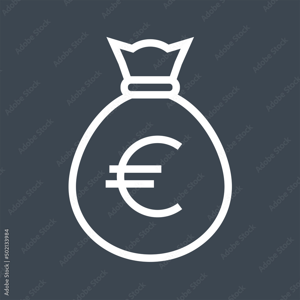 Money Bag with Euro Thin Line Vector Icon Money Bag with Euro Thin Line Vector Icon
