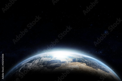 Fototapeta Naklejka Na Ścianę i Meble -  Abstract Earth in space galaxy. 3d rendering Elements of this image furnished by NASA