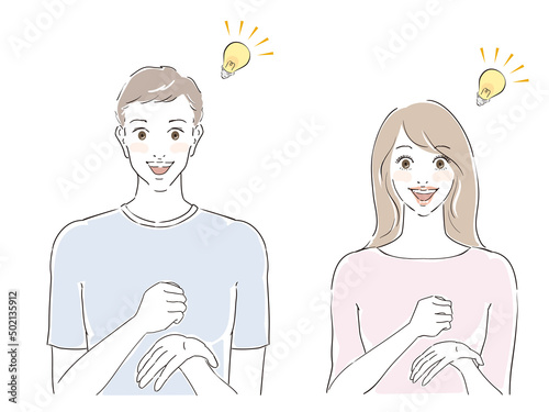 美しい男女カップル30代　閃いた