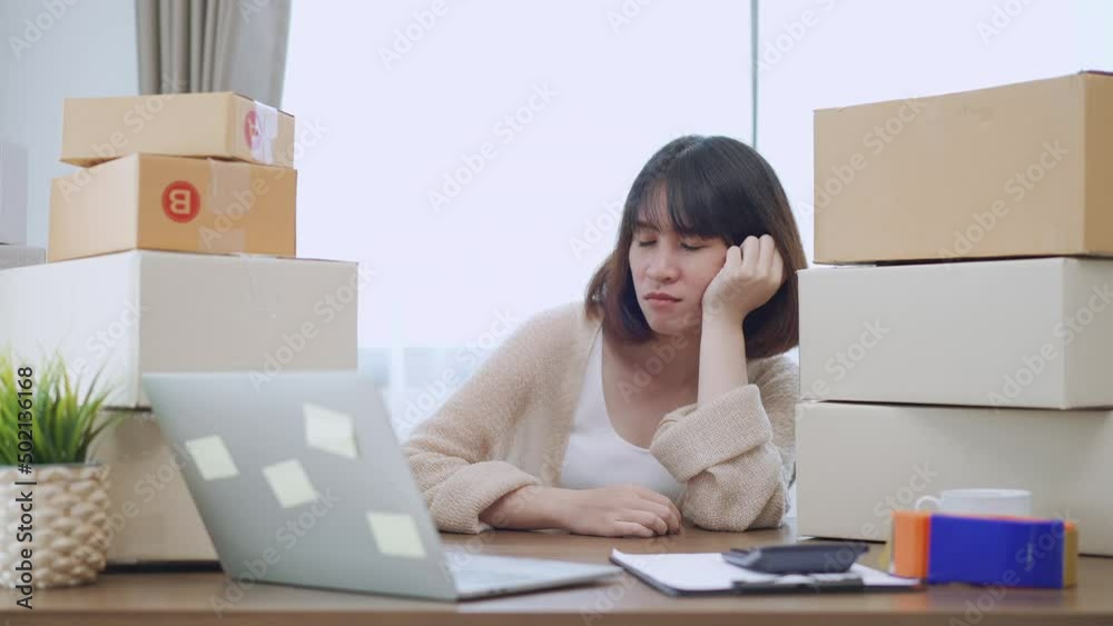 female stress with online selling, Strategy for small business at home. female stress with online selling, Strategy for small business at home.