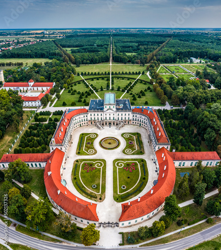 Fényképezés Fertod, Hungary - Aerial panoramic view of the beautiful Esterhazy Castle (Ester