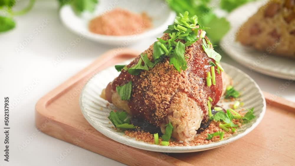 Vegetable zongzi. Vegetarian rice dumpling for Duanwu Dragon Boat Festival food. Vegetable zongzi. Vegetarian rice dumpling for Duanwu Dragon Boat Festival food.