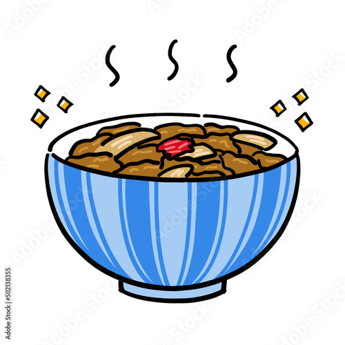 Gyudon (beef bowl) illustration - vector