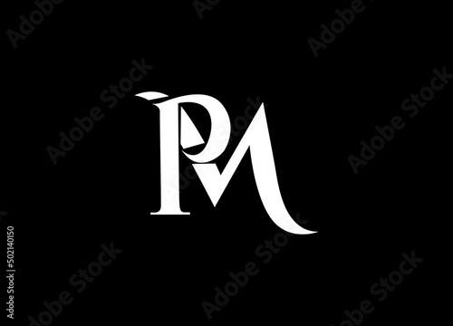 PM  initial letter, modern logo design template vector