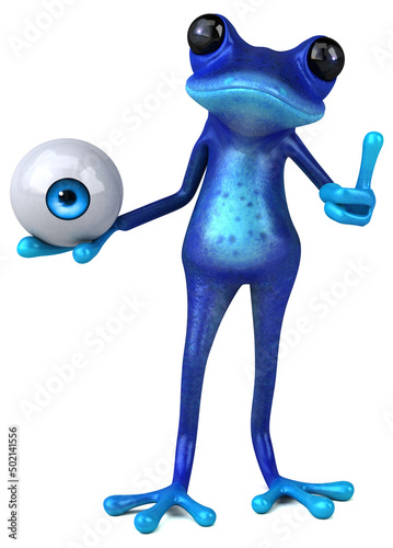 Fun blue frog - 3D Illustration