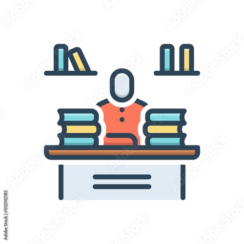 Color illustration icon for librarian book